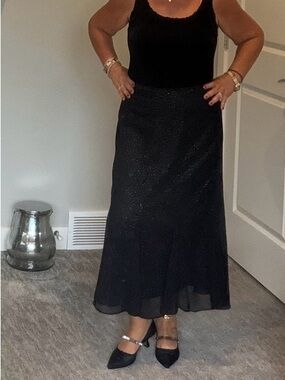 Black Sparkle Maxi Skirt - Women's Elegant Evening Skirt